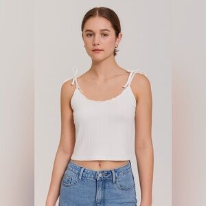 Forever 21 Cream Ruffled Tank Top